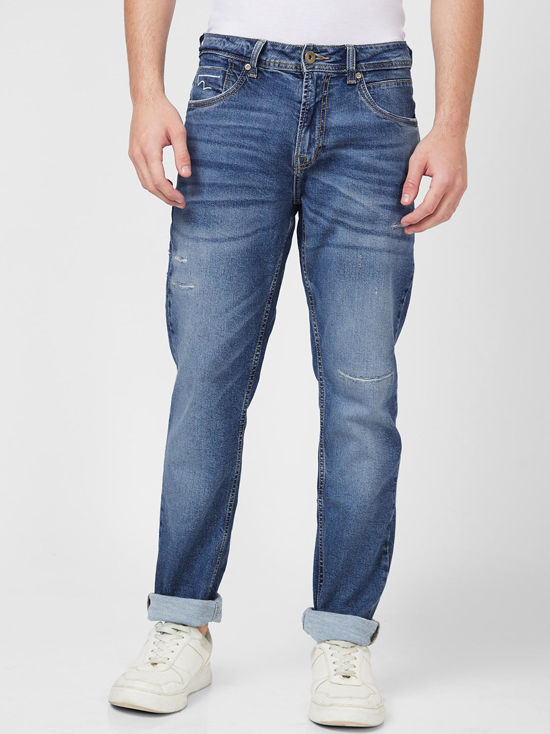 SPYKAR Men Low-Rise Heavy Fade Low Distress Cotton Stretchable Jeans