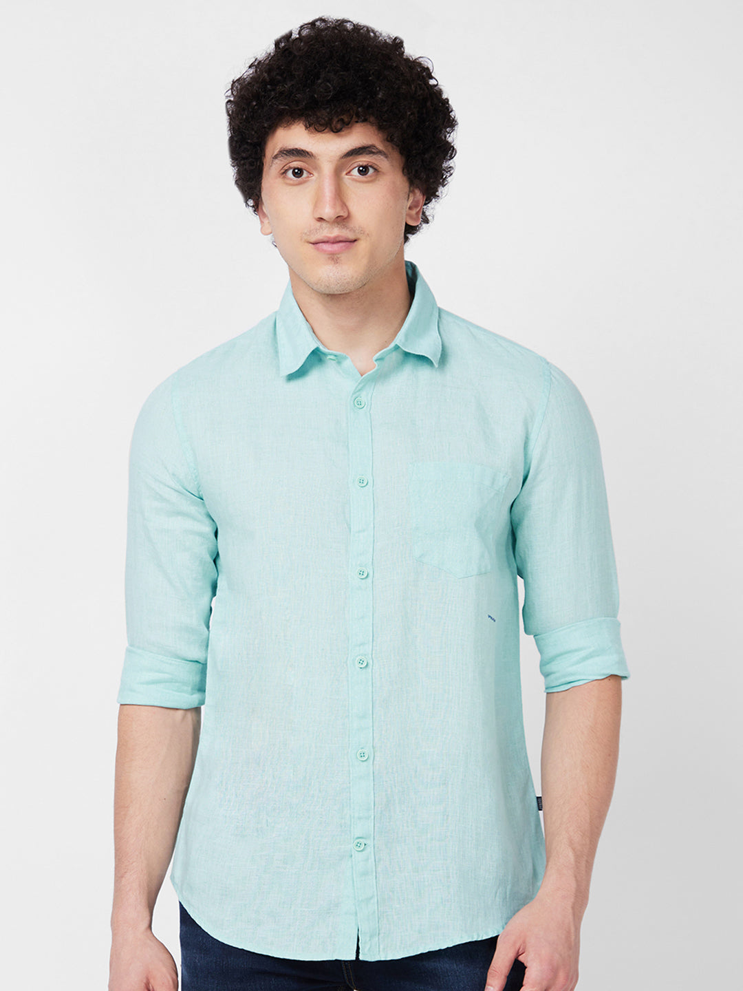 SPYKAR Spread Collar Linen Casual Shirt