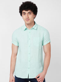 SPYKAR Spread Collar Short Sleeves Regular Fit Opaque Casual Shirt