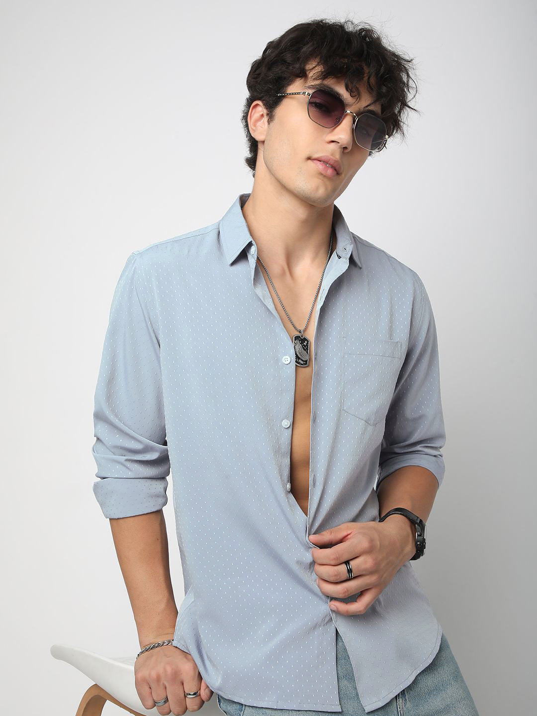 VASTRADO Men Classic Cutaway Collar Micro Ditsy Printed Casual Shirt