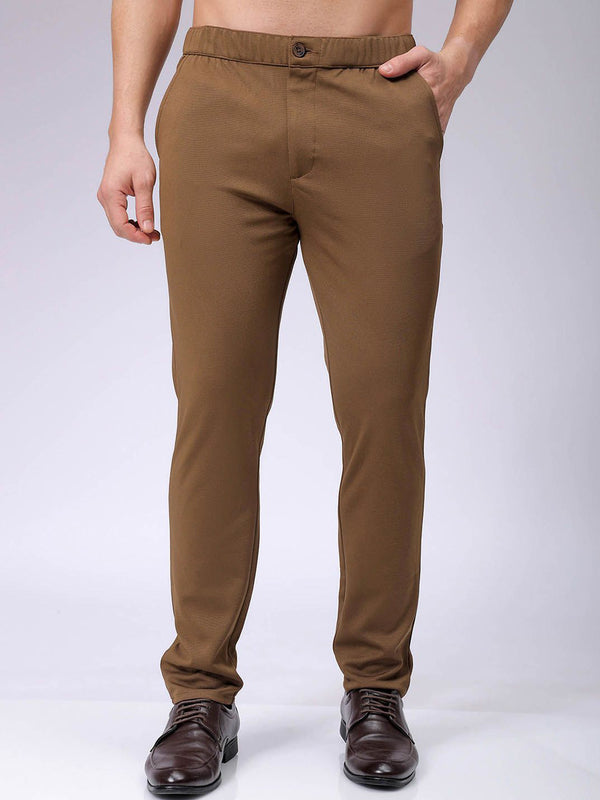 The Indian Garage Co. X Luxe Men Textured Mid-Rise Slim Fit Formal Trousers