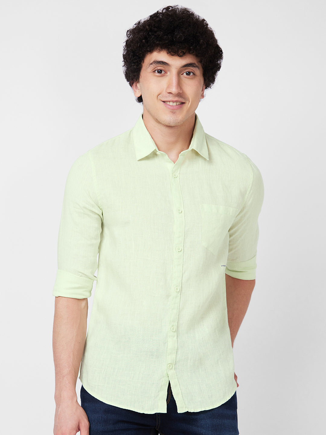 SPYKAR Spread Collar Linen Casual Shirt