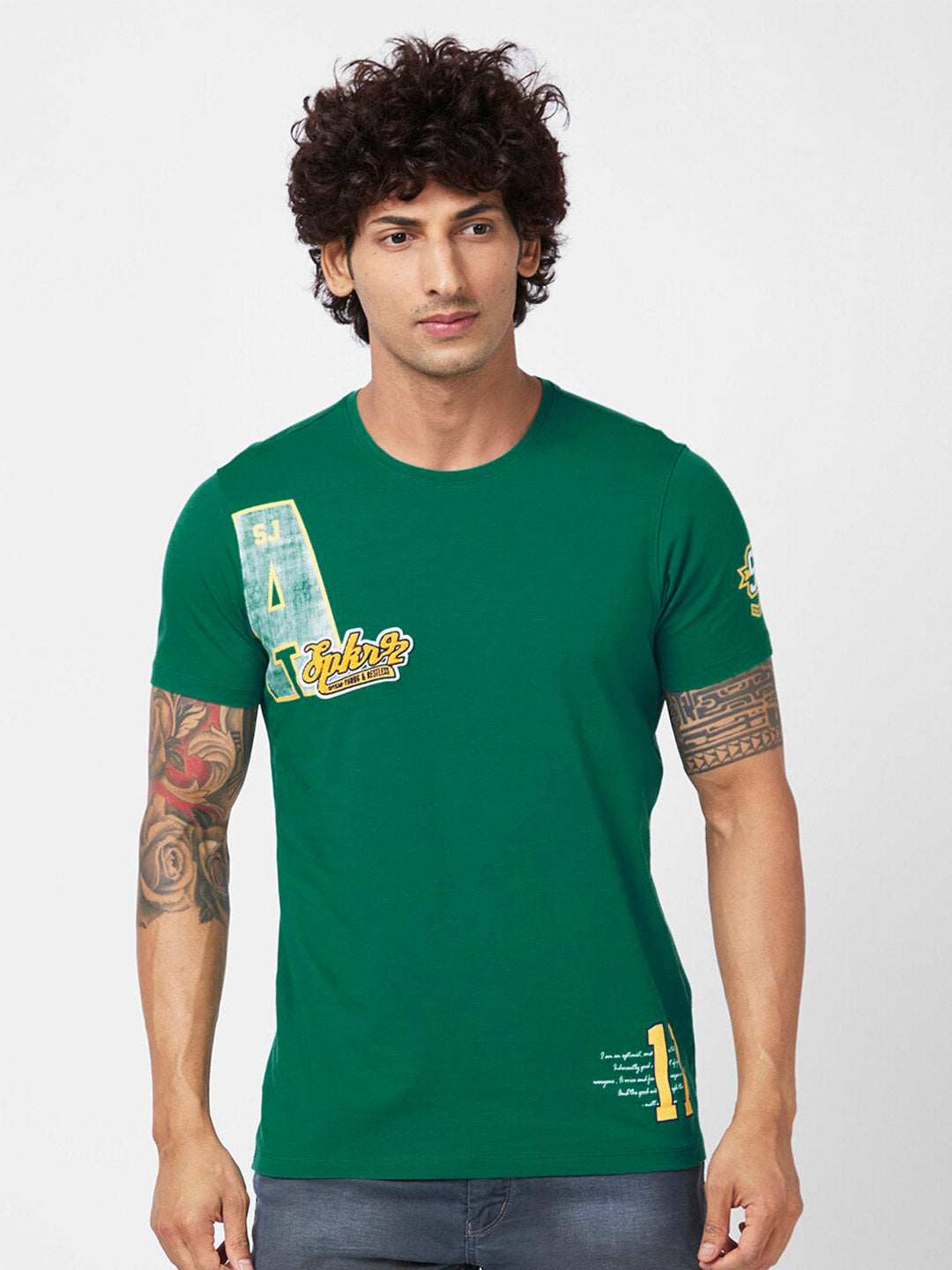 SPYKAR Typography Printed Slim Fit T-shirt