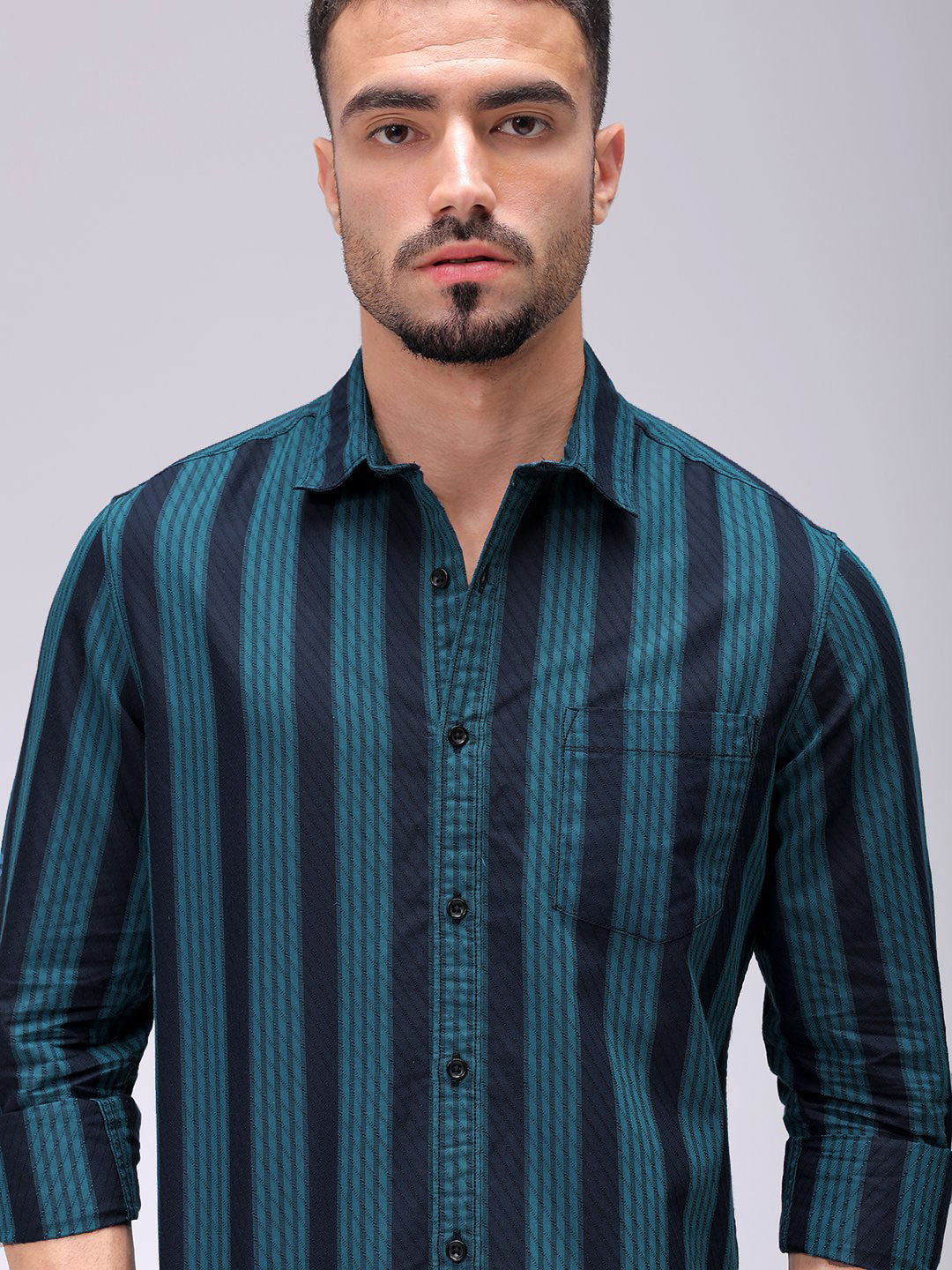 The Indian Garage Co Men Slim Fit Multi Stripes Opaque Striped Casual Shirt