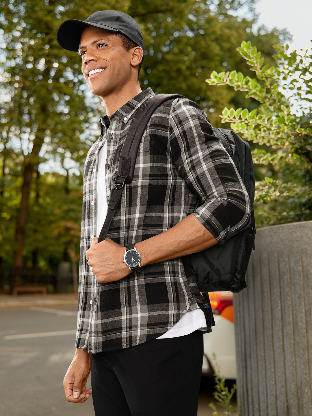 THE BEAR HOUSE Men Grey Slim Fit Tartan Checked Pure Cotton Casual Shirt