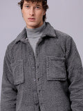 The Indian Garage Co Men Fleece Regular Fit Casual Winter Overshirt