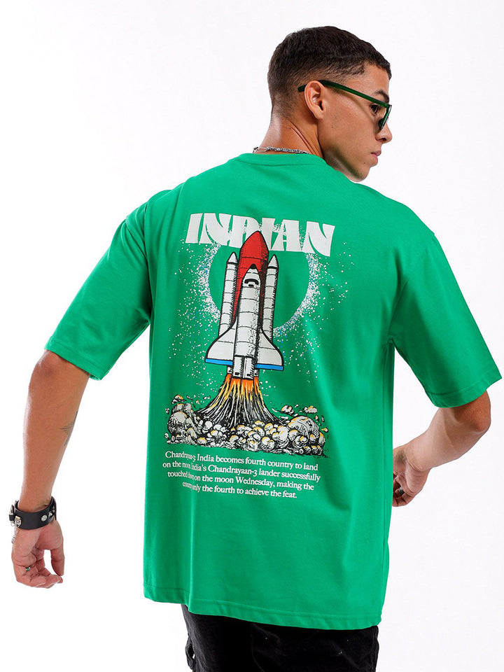 The Indian Garage Co Pure Cotton Back Printed Boxy Oversized Round Neck T-shirt