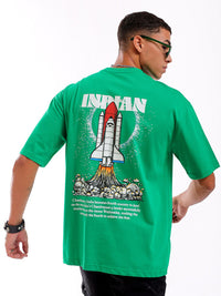 The Indian Garage Co Pure Cotton Back Printed Boxy Oversized Round Neck T-shirt