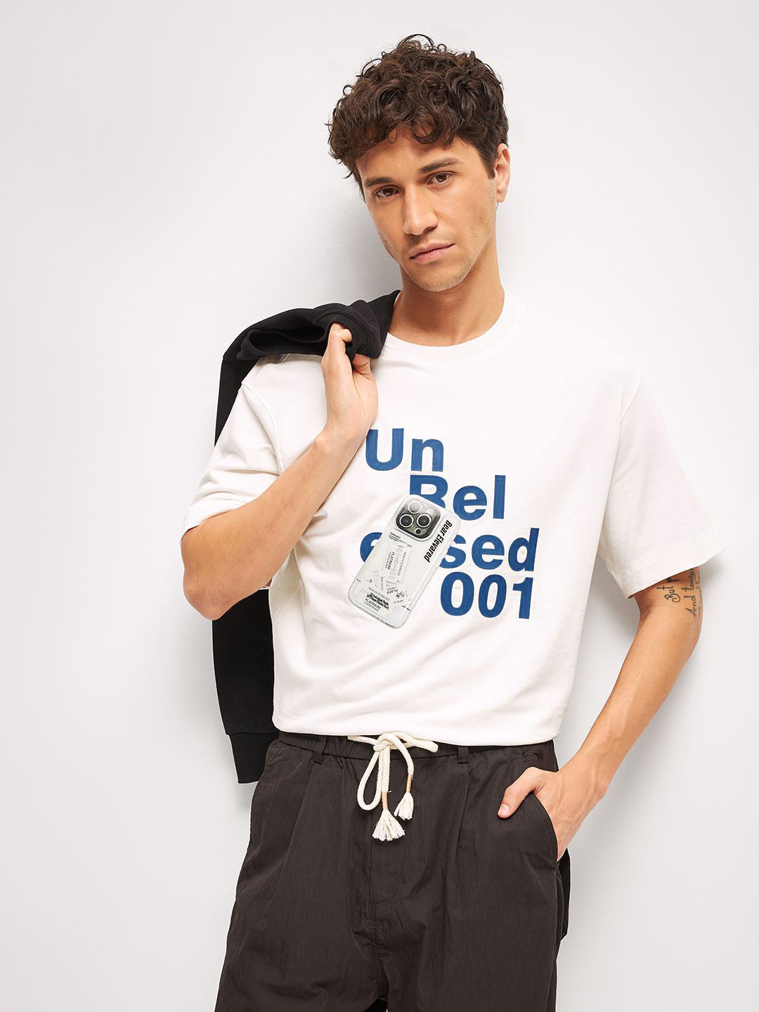 THE BEAR HOUSE Men Typography Printed Round Neck Cotton Oversized T-shirt