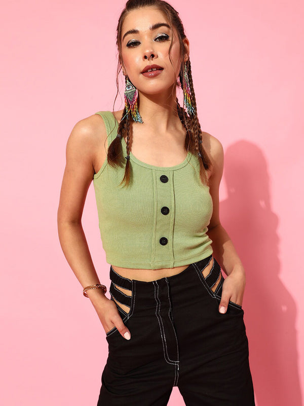 STREET 9 Women Green Solid Top