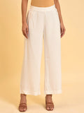 W Women White Mid-Rise Parallel Trousers