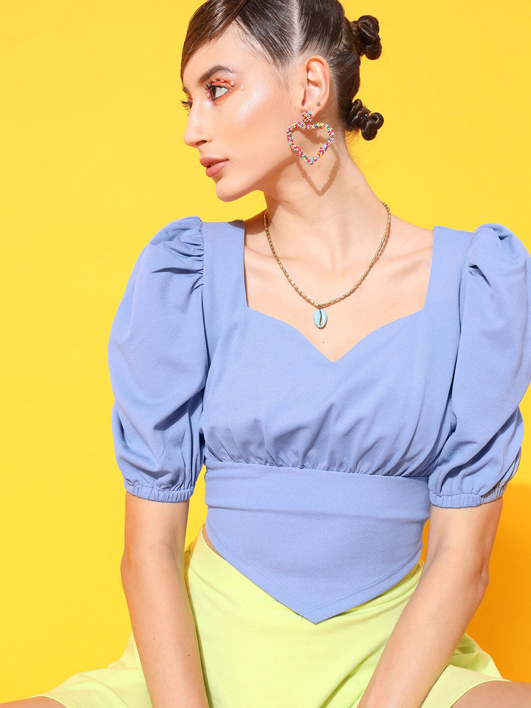 STREET 9 Blue Sweetheart Neck Top