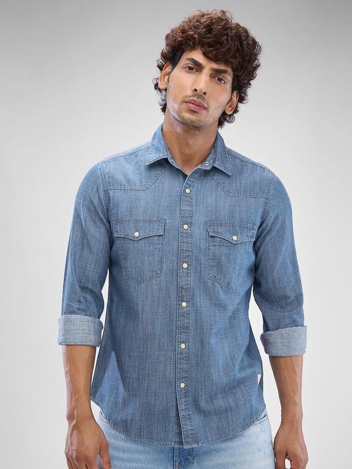 SPYKAR Pure Cotton Solid Spread Collar Slim Fit Casual Shirt