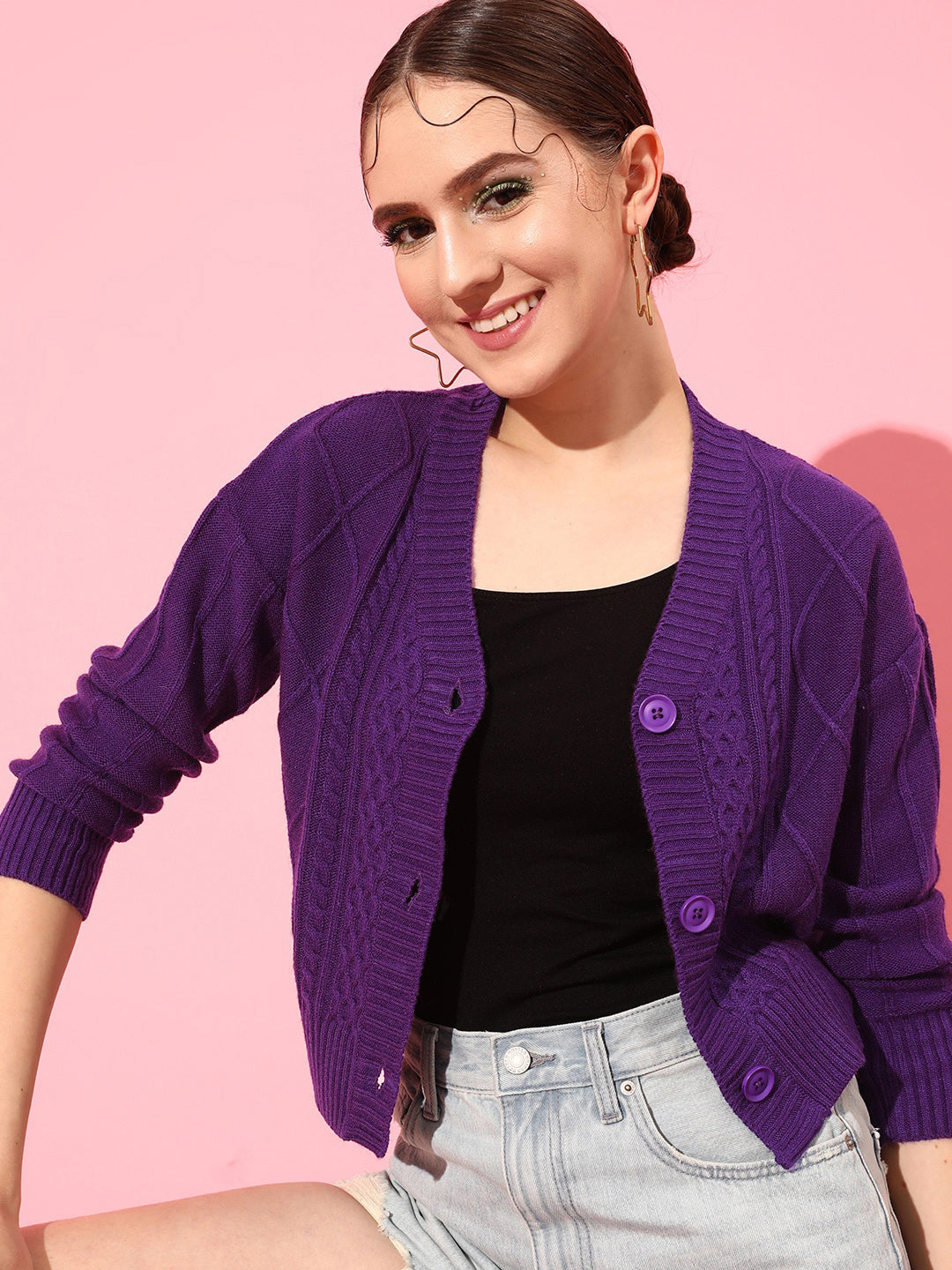 STREET 9 Women Party Acrylic Crop Sweater