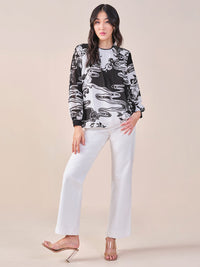 AND Women Abstract Print High Neck Sleeveless Top