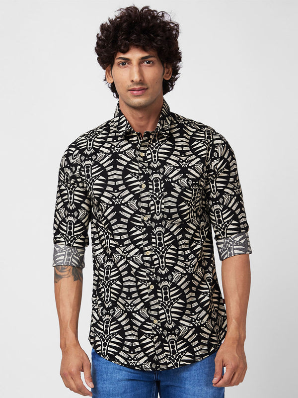 SPYKAR Men Slim Fit Printed Pure Cotton Casual Shirt
