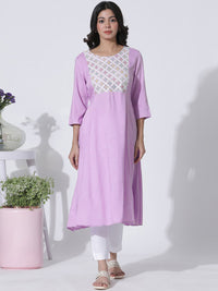 W Women Flared Sleeves Mirror Work Anarkali Kurta