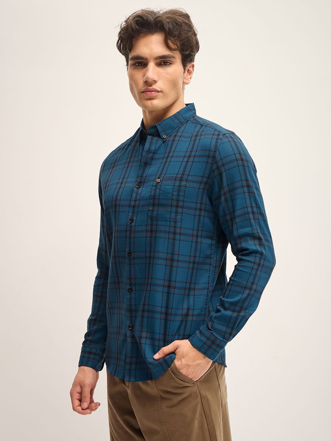 THE BEAR HOUSE Men Slim Fit Tartan Checks Opaque Checked Casual Shirt