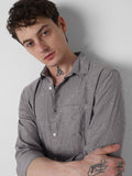 VASTRADO Men Classic Spread Collar Textured Solid Pure Cotton Slim Fit Casual Shirt