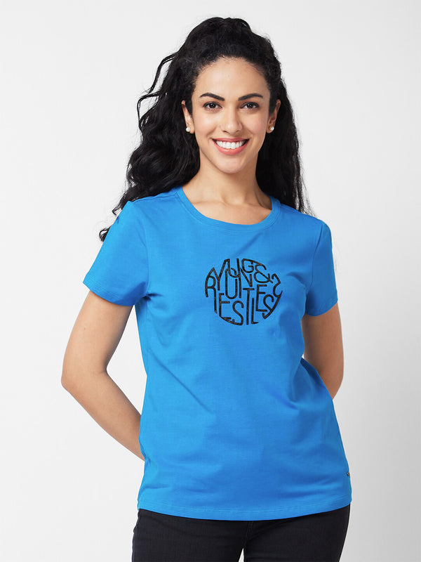 SPYKAR Typography Printed Round Neck T-shirt