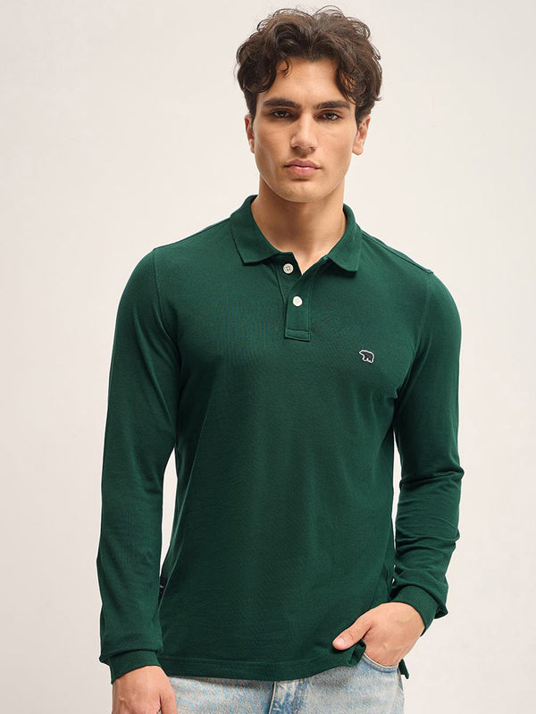 THE BEAR HOUSE Lelaki Polos Solid Collar Cotton T-shirt