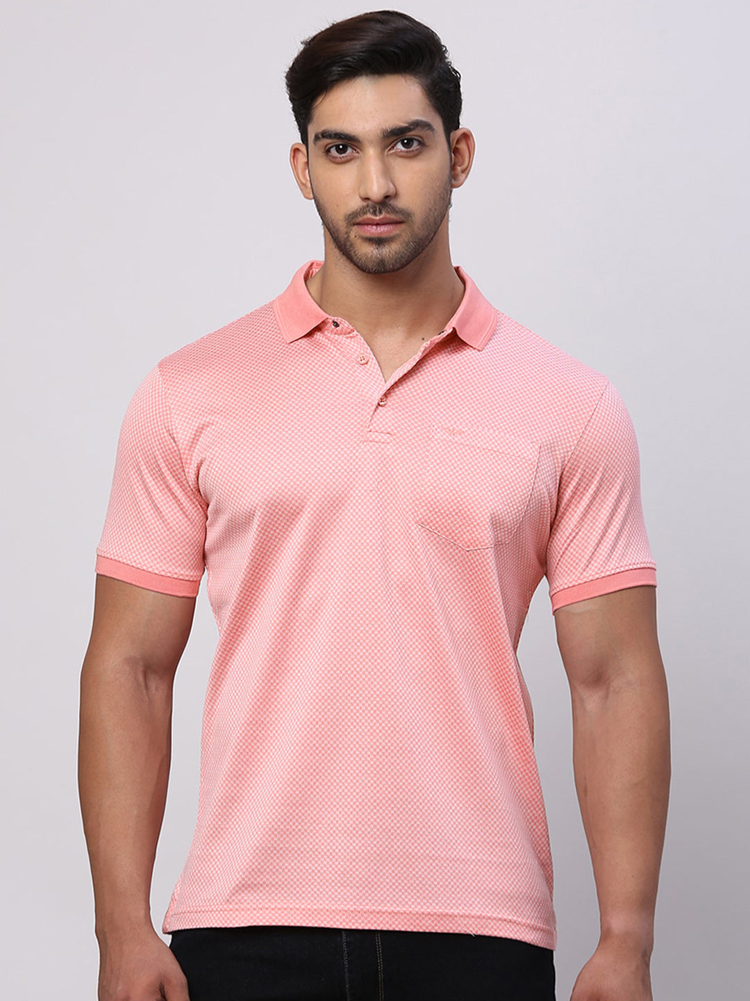 Park Avenue Men Polo Collar Pockets Slim Fit T-shirt