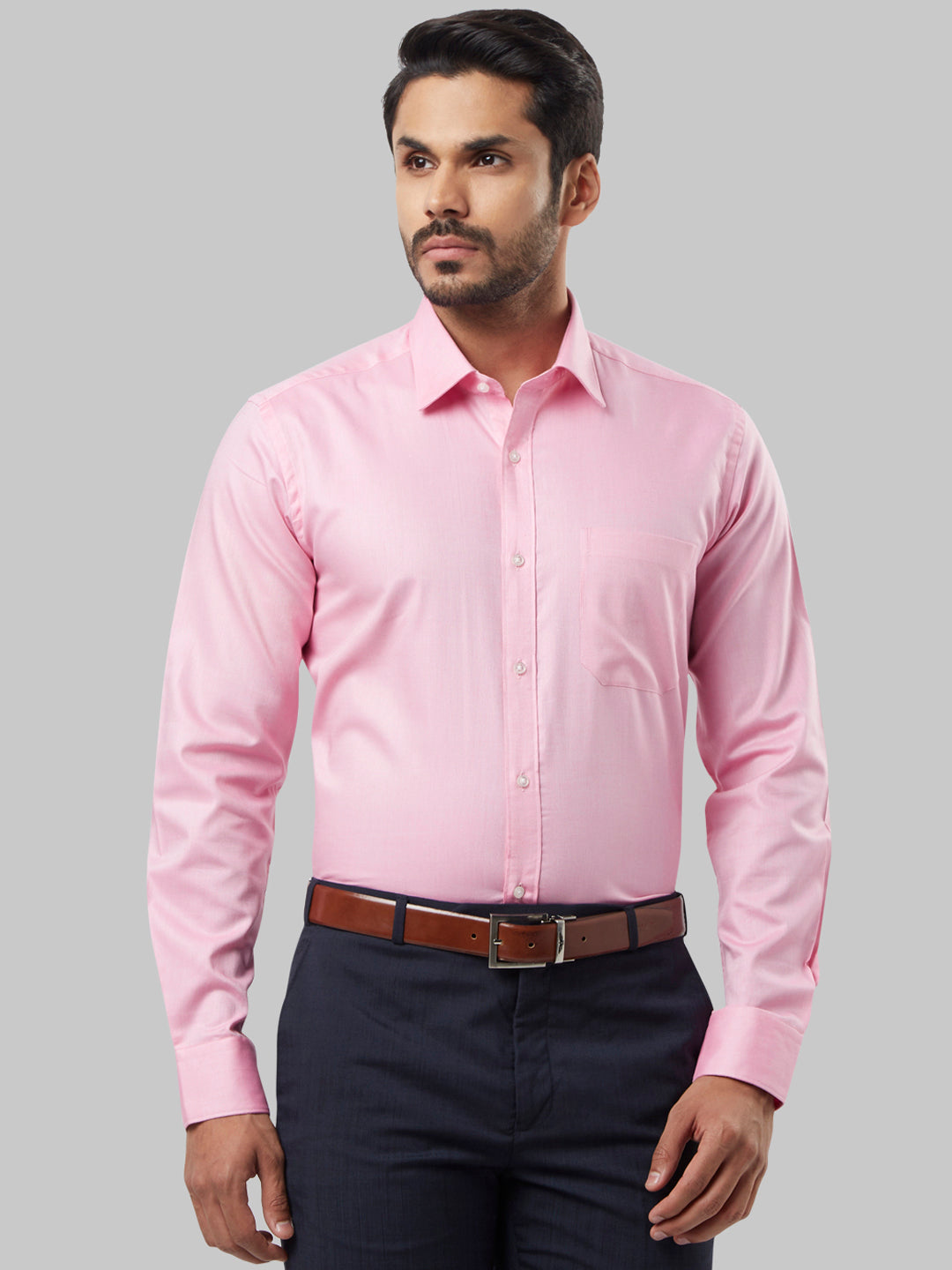 Raymond Men Pink Regular Fit Self Design Formal Shirt