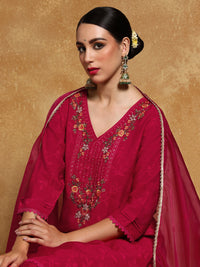 Varanga Women Floral Embroidered Regular Kurta with Trousers & With Dupatta