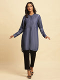 W Mandarin Collar Long Sleeves Lyocell Kurta