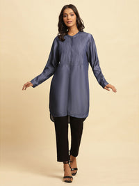 W Mandarin Collar Long Sleeves Lyocell Kurta