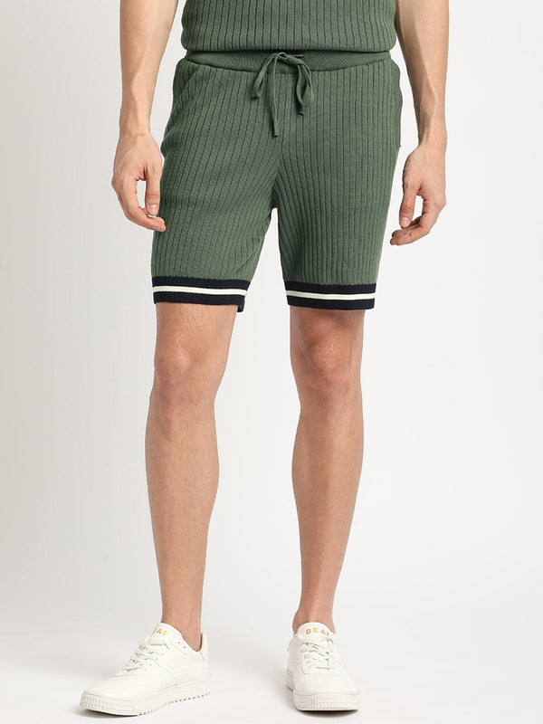 THE BEAR HOUSE Men Self Designed Regular Fit Pure Cotton Shorts