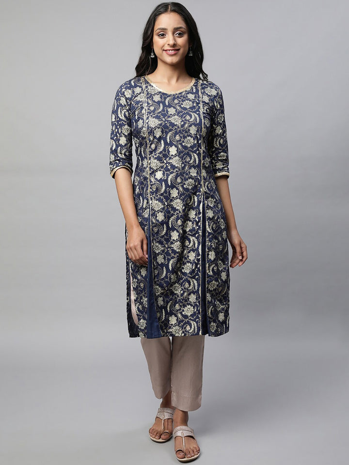 AURELIA Festive Floral Print Kurta