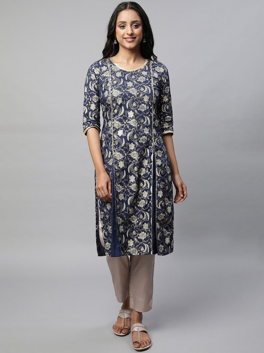 AURELIA Festive Floral Print Kurta