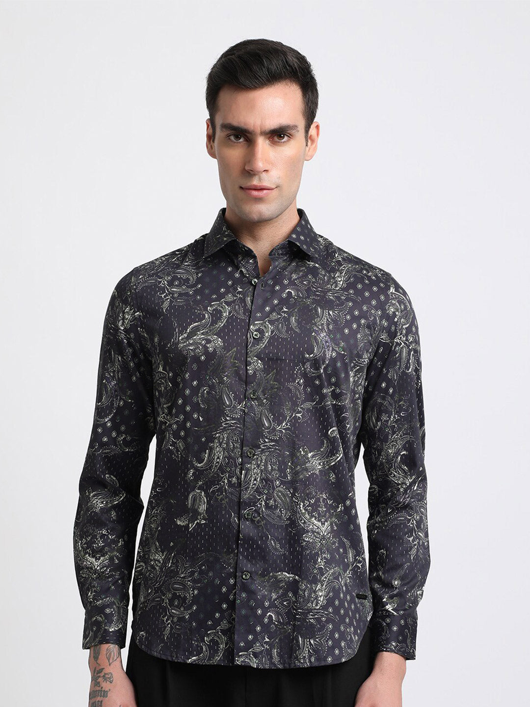 THE BEAR HOUSE Floral Printed Slim Fit Pure Cotton Casual Shirt