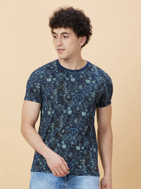 Being Human Abstract Printed Round Neck Pure Cotton Casual T-shirt