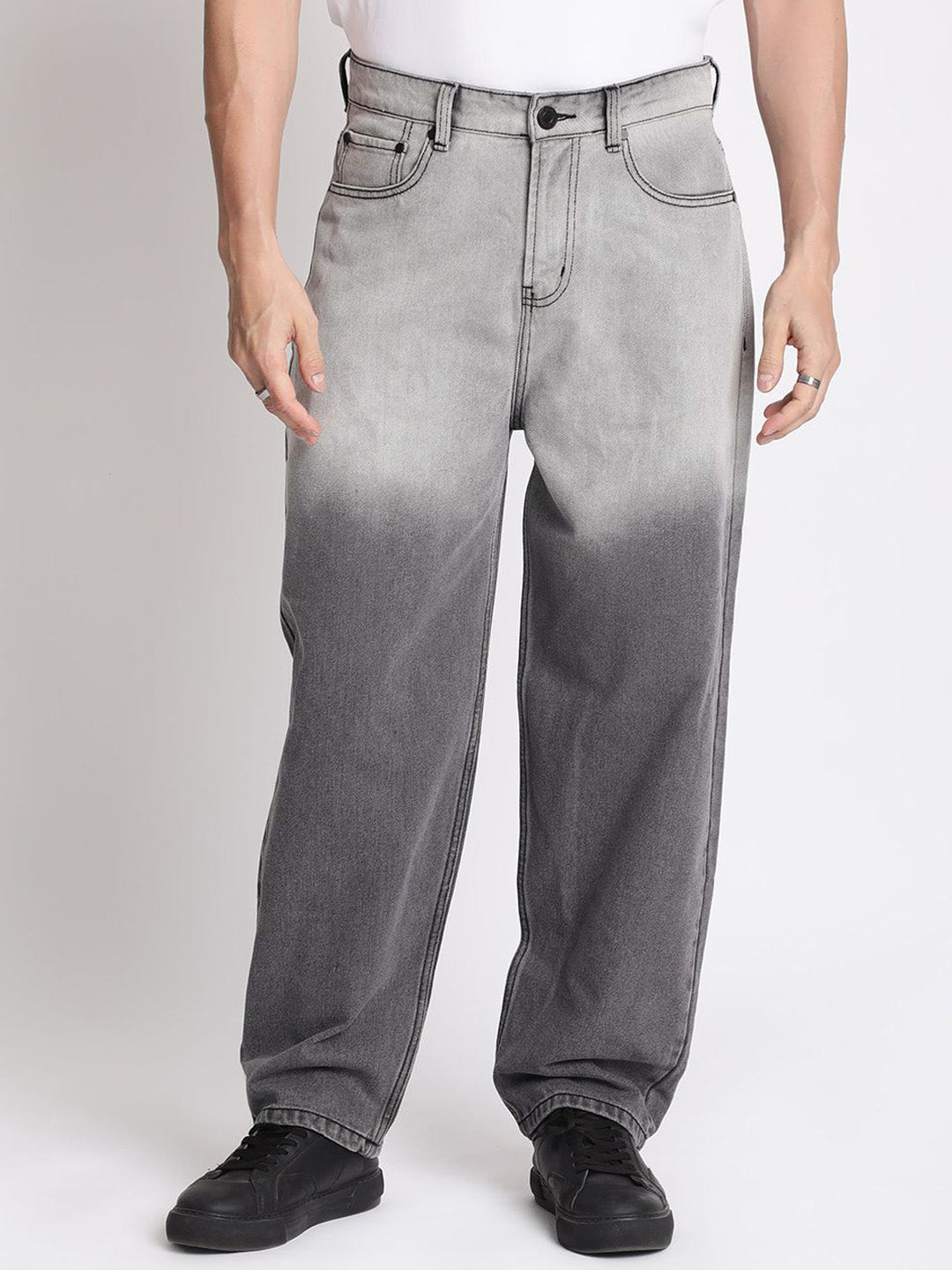 Bene Kleed Men Baggy Fit Pure Cotton Ombre Jeans