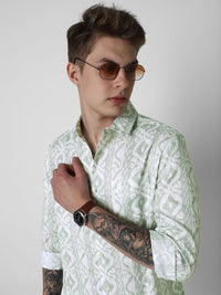 VASTRADO Men Classic Slim Fit Opaque Printed Pure Cotton Casual Shirt