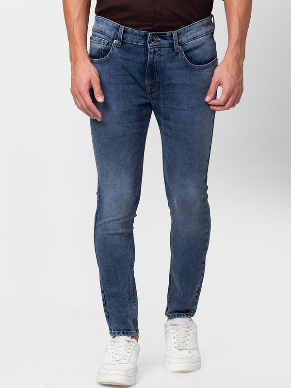 SPYKAR Men Blue Tapered Fit Heavy Fade Stretchable Cotton Jeans