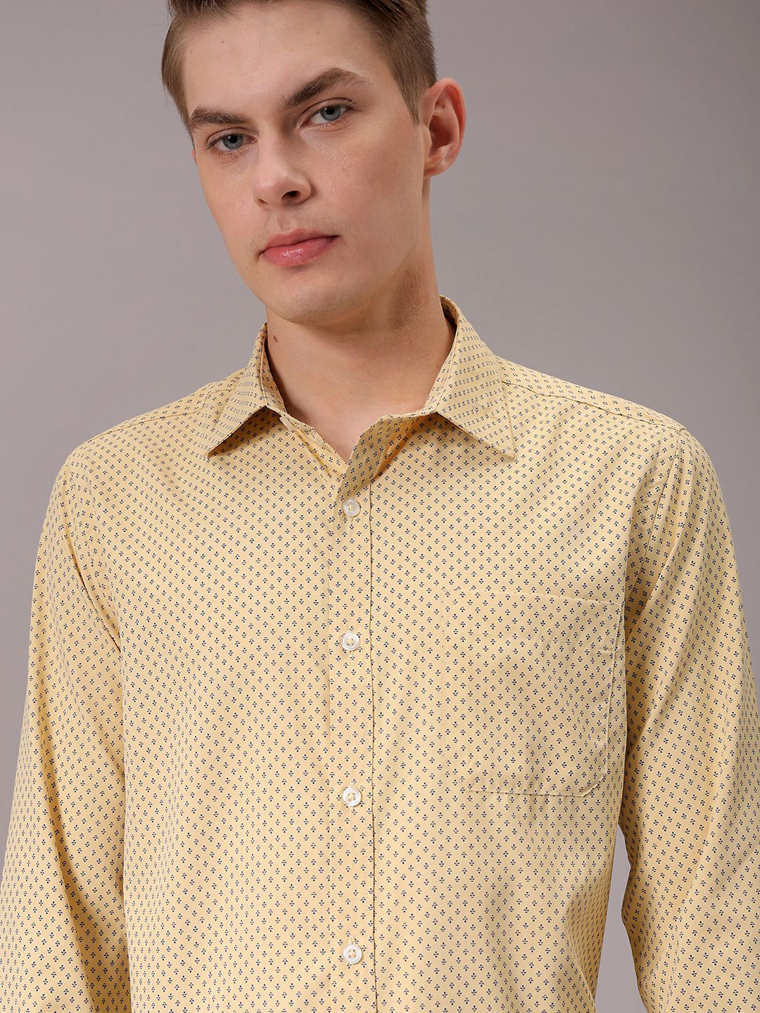 The Indian Garage Co. X Luxe Men Spread Collar Micro Ditsy Printed Slim Fit Formal Shirt