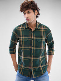 SPYKAR Men Slim Fit Opaque Checked Spread Collar Pure Cotton Casual Shirt