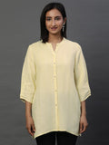 AURELIA Geometric Woven Design Mandarin Collar Straight Kurti