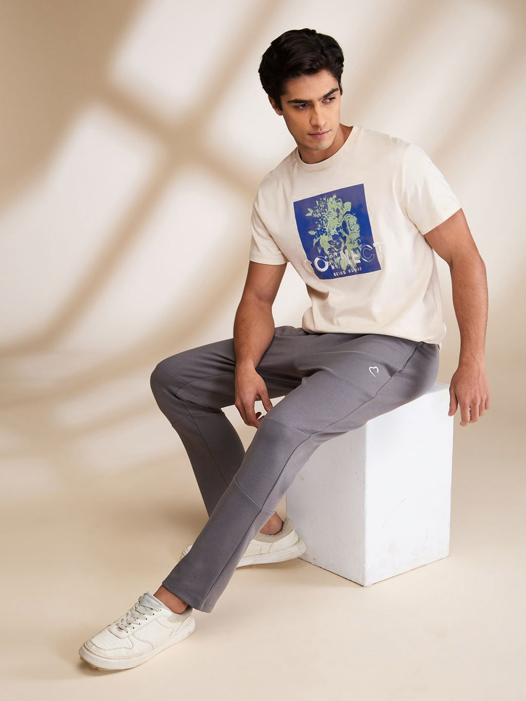 Being Human Pure Cotton Typography Printed Applique T-shirt