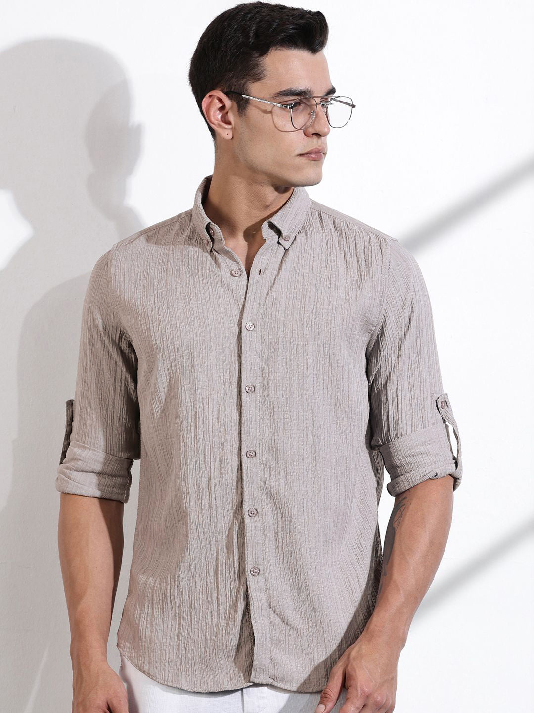 Thomas Scott Men Classic Slim Fit Opaque Casual Shirt