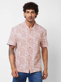 SPYKAR Floral Printed Cuban Collar Pure Cotton Casual Shirt