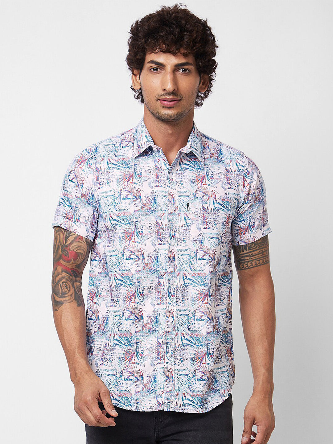 SPYKAR Floral Printed Cotton Opaque Casual Shirt