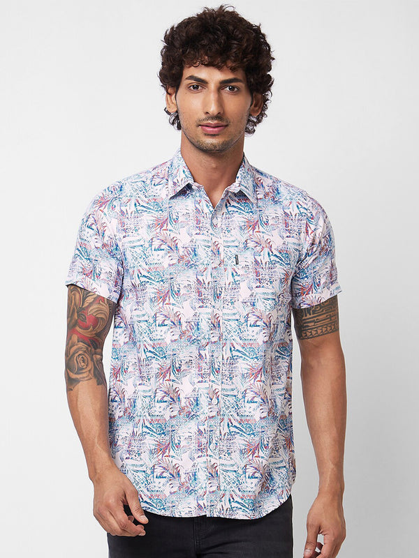 Spykar Floral Printed Cotton Opaque Shirt