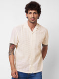 SPYKAR Self Design Cuban Collar Cotton Casual Shirt