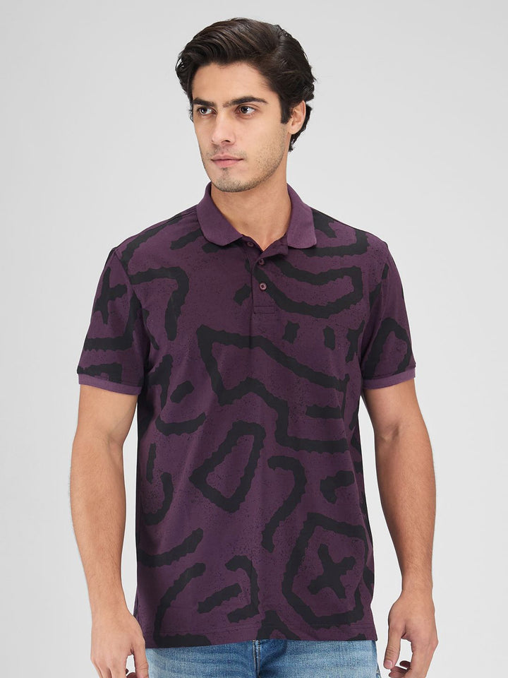 SPYKAR Men Printed Polo Collar Slim Fit T-shirt