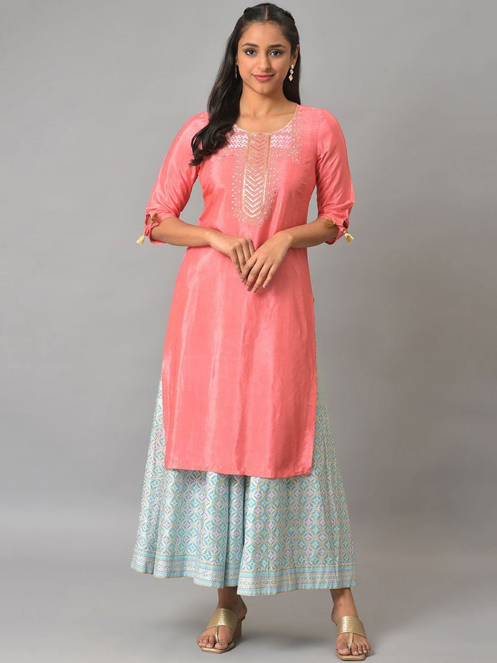 AURELIA Women Geometric Thread Work Kaftan Kurta