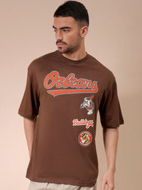 The Indian Garage Co Men Typography Printed Round Neck Cotton Oversized T-shirt